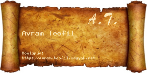 Avram Teofil névjegykártya